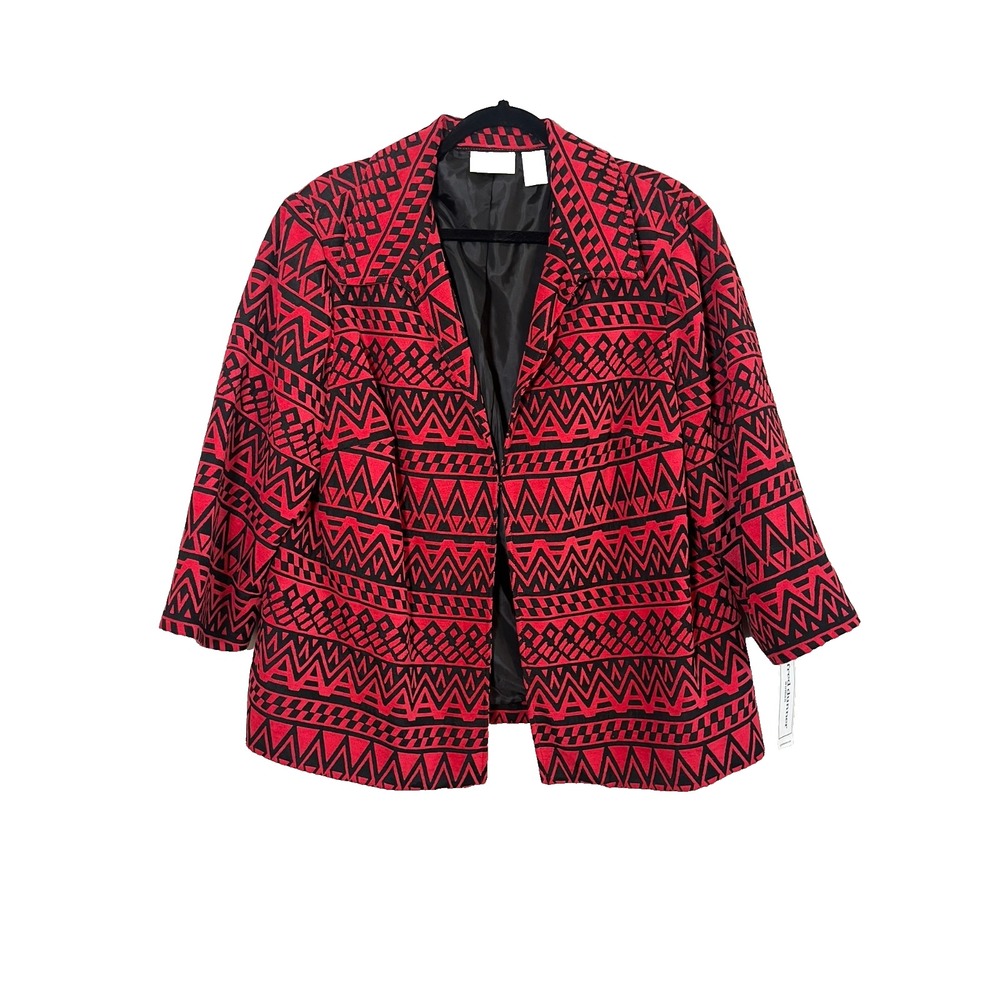 Colorful Chevron Blazer 16W Classic Patrotic Americana Festive Holiday Chic